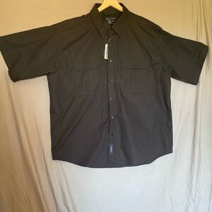 5.11 Tactical Short Sleeve Black Button Down Shirt 2XL NWT